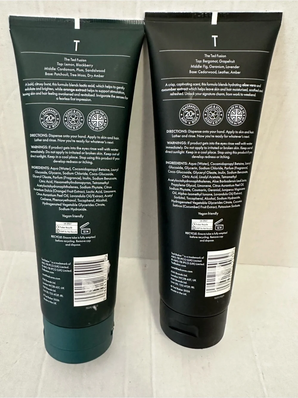 Ted Baker London Body & Hair Wash 8.4 oz Enigmatic Graphite Set of 2 New